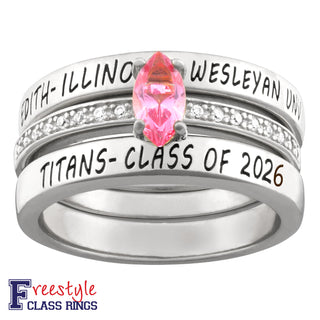 Sterling Silver Stackable Freestyle Marquise Class Ring