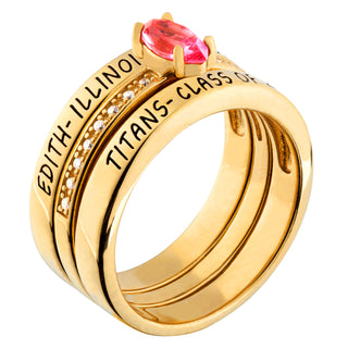 Women's 14K Gold over Sterling Stackable Freestyle Marquise Class Ring