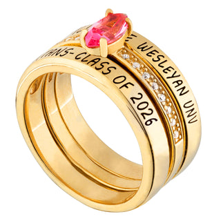 Women's 14K Gold over Sterling Stackable Freestyle Marquise Class Ring