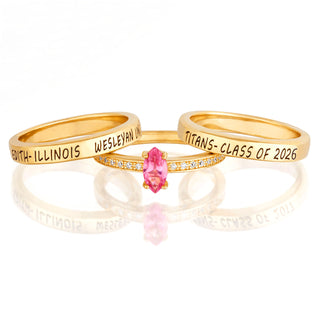 Women's 14K Gold over Sterling Stackable Freestyle Marquise Class Ring