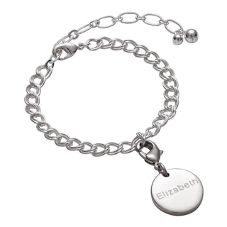 Silver Plated Engraved Round Charm with Double Link Kid's Bracelet