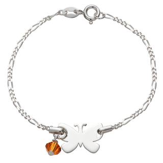 Sterling Silver Butterfly Birthstone Bracelet