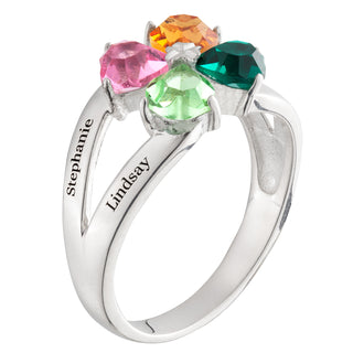 Sterling Silver Heart Birthstone and Name Ring