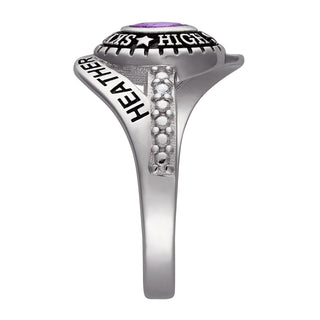 Sterling Silver Ladies Class Ring with CZ accents