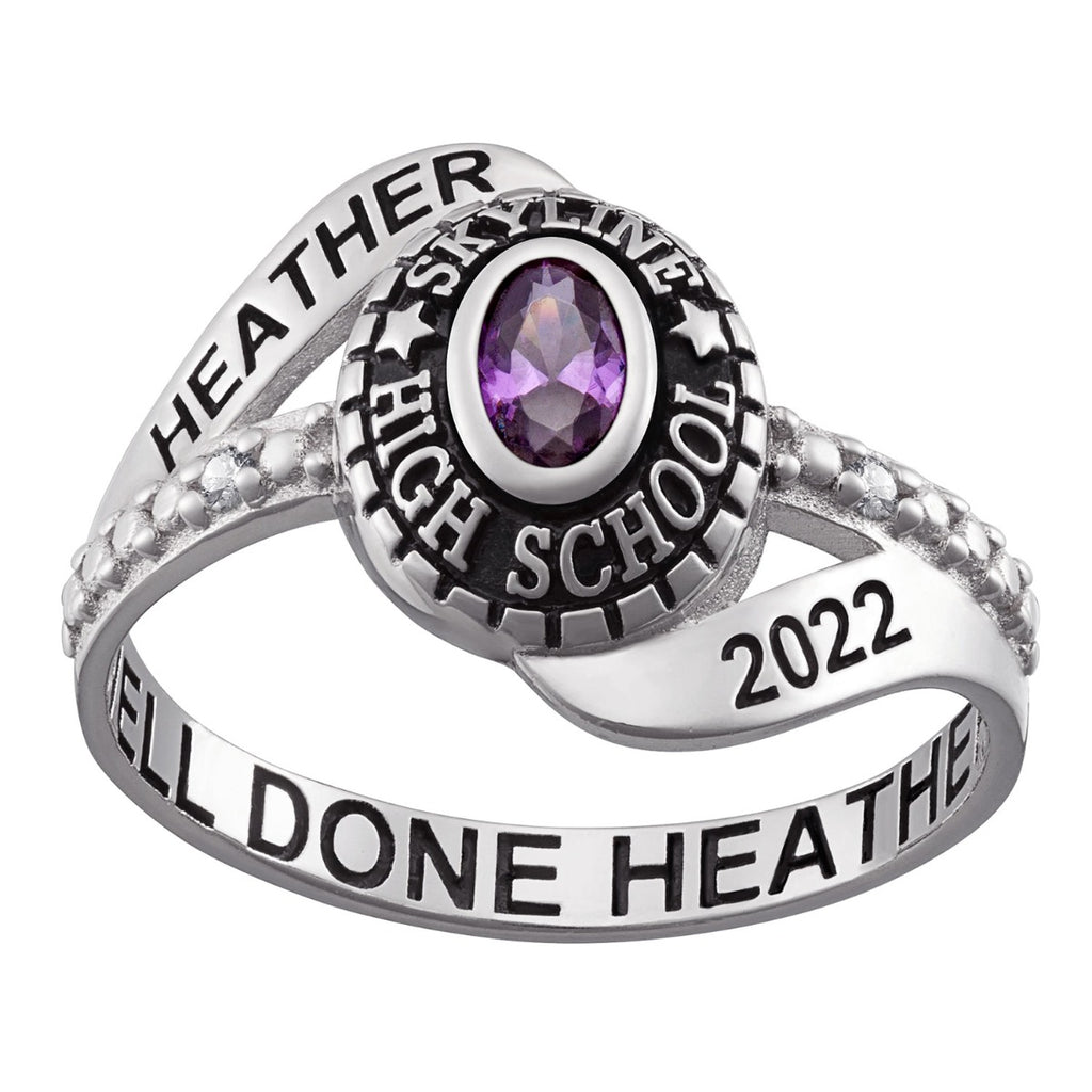 Sterling Silver Ladies Class Ring with CZ accents – Limoges Jewelry