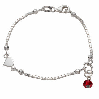 Sterling Silver Heart Birthstone Bracelet
