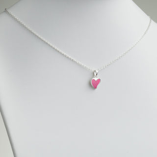 Sterling Silver Pink Heart Necklace and Earrings Set