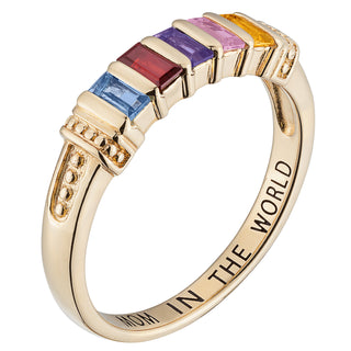 14K Gold over Sterling Baguette Birthstone Ring - 5 Stones