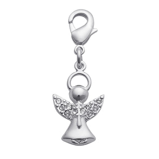 Silver Plated Angel with Clear Crystal Wings Charm