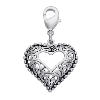 Silver Plated Filigree Heart Charm