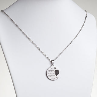 Stainless Steel Memorial Heart & Paw Prints Engraved Disc