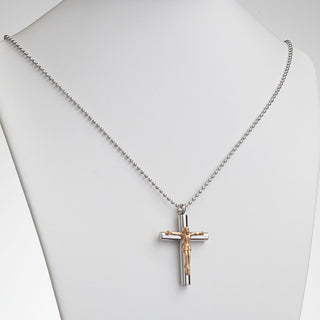 Stainless Steel Two-Tone Crucifix Pendant