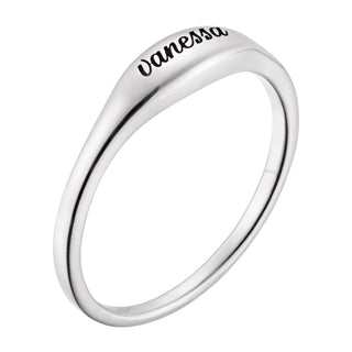 Sterling Silver Engraved Oval Stackable Ring