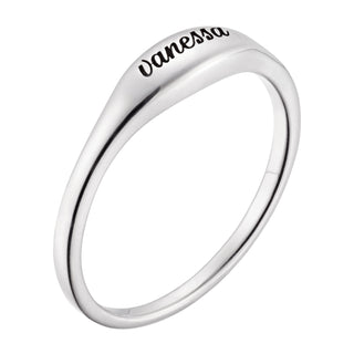 Sterling Silver Engraved Name Oval Stackable Ring