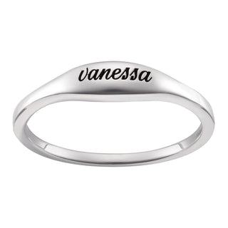 Sterling Silver Engraved Oval Stackable Ring
