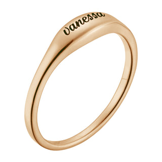 14K Gold over Sterling Engraved Name Oval Stackable Ring