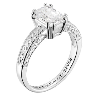 Sterling Silver Couple's Engraved Filigree Engagement Ring