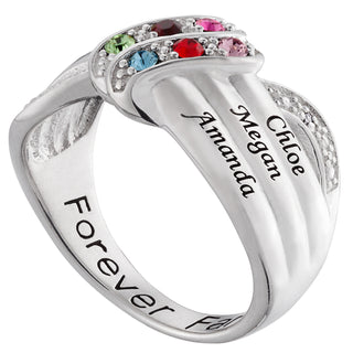 Sterling Silver Birthstone and Name Personalized Ring