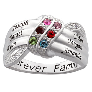 Sterling Silver Birthstone and Name Personalized Ring
