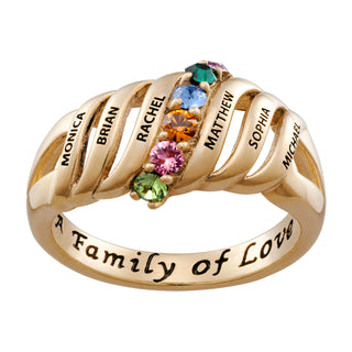 Family Name and Birthstone Ring