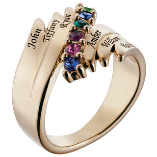 Personalized Family Name and Birthstone Ring