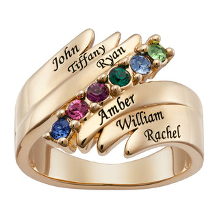 Personalized Family Name and Birthstone Ring