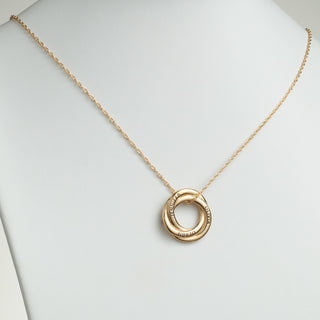 14K Gold over Sterling Family Name Circle Knot Pendant