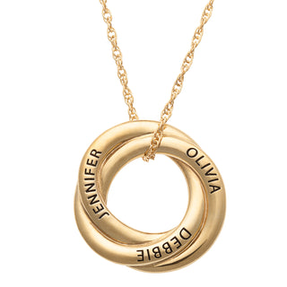 14K Gold over Sterling Family Name Circle Knot Pendant