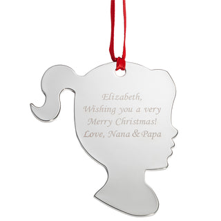 Engraved Girl Silhouette Ornament