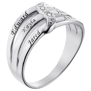 Sterling Silver Family Name Ring with Diamond Accent