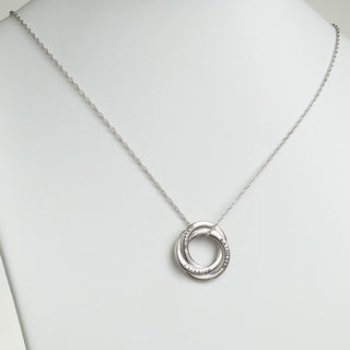 Sterling Silver Couples Name and Date Circle Knot Pendant