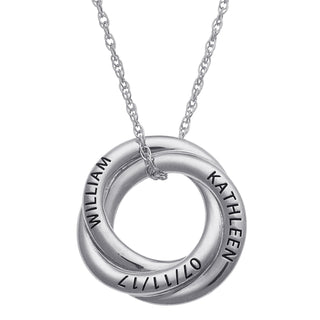Sterling Silver Couples Name and Date Circle Knot Pendant