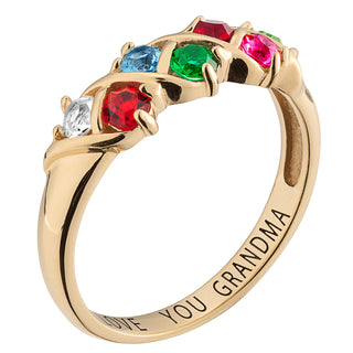 14K Gold over Sterling Round Birthstone Ring - 7 Stones