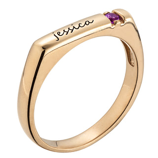 14K Gold over Sterling Personalized Rectangle Ring