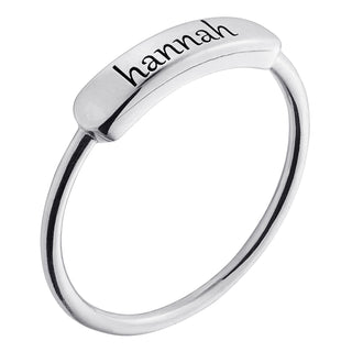 Sterling Silver Engraved Name Rectangle Ring