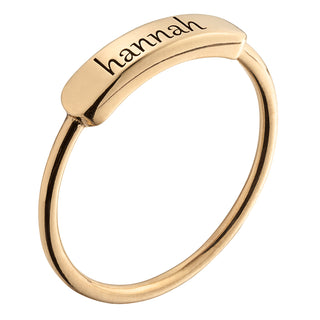 14K Gold over Sterling Engraved Name Rectangle Ring