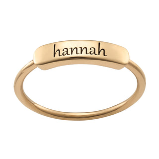 14K Gold over Sterling Engraved Name Rectangle Ring