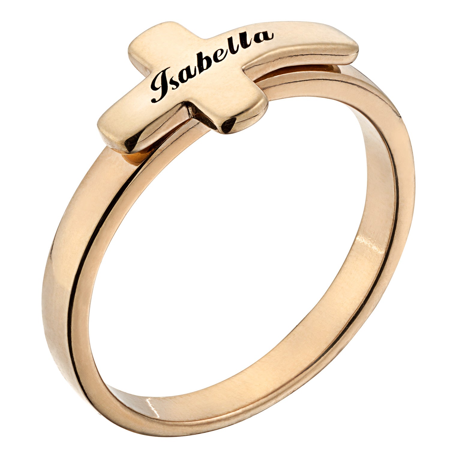 Engraved cross ring on sale