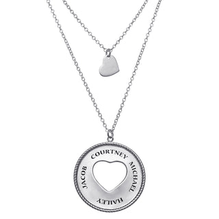 Sterling Silver Engraved Layered Cutout Heart Necklace