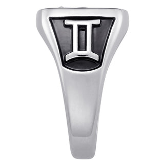 Ladies Sterling Silver Crest Square Signet Ring