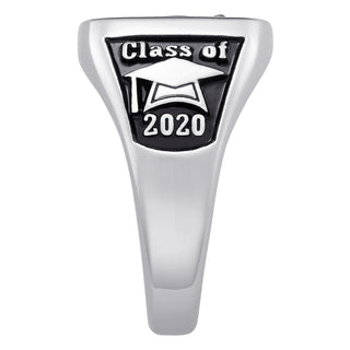 Ladies Sterling Silver Crest Square Signet Ring