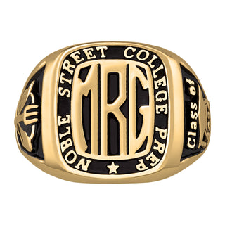 14K Gold over Sterling Men's Monogram Rectagular Class Ring