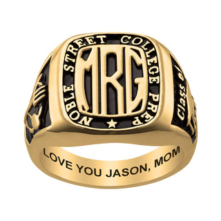 14K Gold over Sterling Men's Monogram Rectagular Class Ring