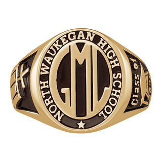 Ladies 14K Gold over Sterling Oval Signet Class Ring