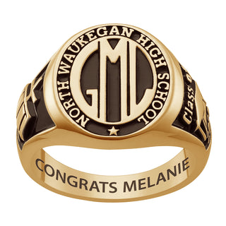 Ladies 14K Gold over Sterling Oval Signet Class Ring