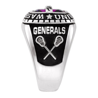 Platinum Plated Sterling Silver Personalized-Top Birthstone Class Ring