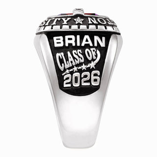 Platinum Plated Sterling Silver Personalized-Top Birthstone Class Ring