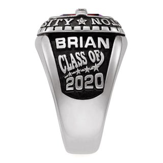 Platinum Plated Sterling Silver Personalized-Top Birthstone Class Ring