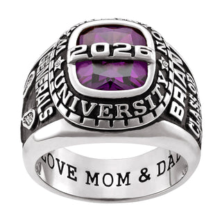 Platinum Plated Sterling Silver Personalized-Top Birthstone Class Ring