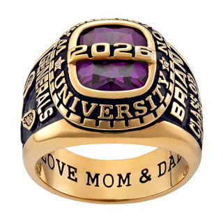 14K Gold over Sterling Personalized-Top Birthstone Class Ring